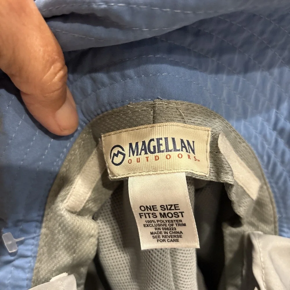 MAGELLAN Floatable Blue/GrayFishing Boonie Hat w/Chin Strap And Sun Shield
